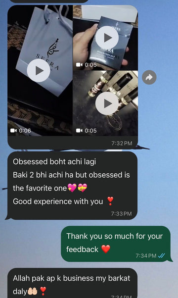 WhatsApp message from a customer about Obsessed