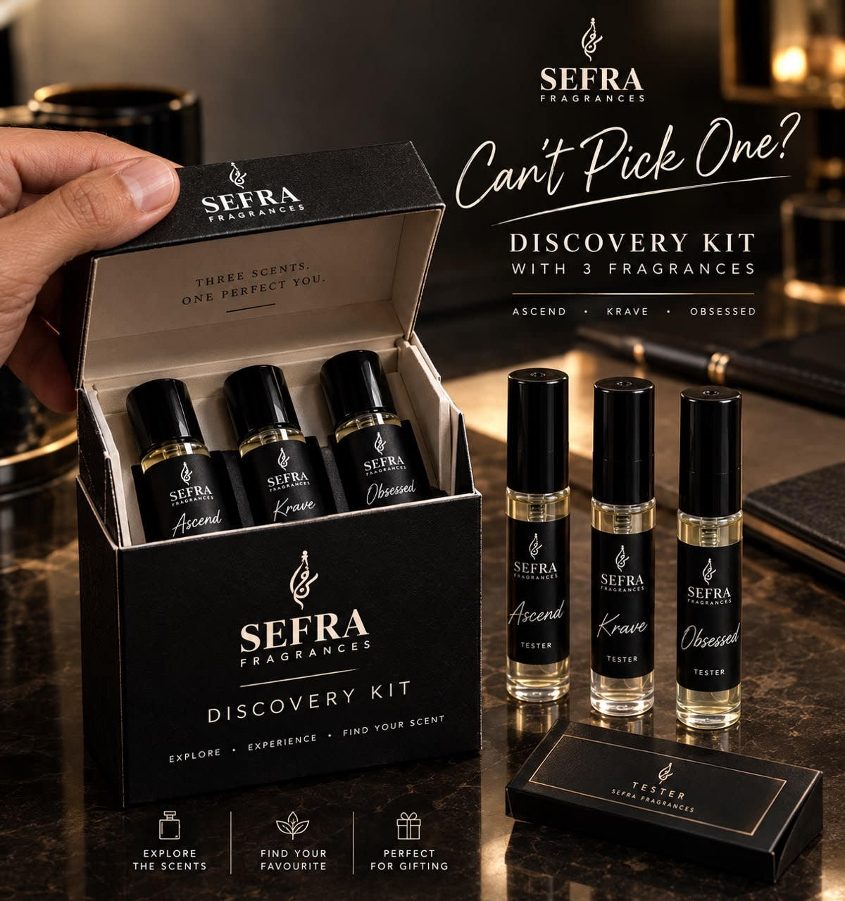 Can't pick one? The Discovery Kit with Krave, Ascend and Obsessed