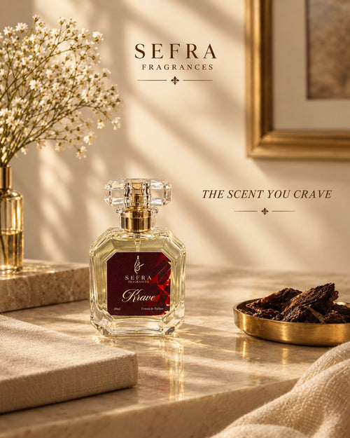 Krave bottle on a stone ledge beside a bowl of resin